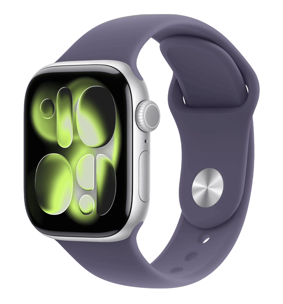 Apple Watch Series 11 GPS 46mm Silver Aluminium Case with Purple Fog Sport Band - M/L (MEVA4)